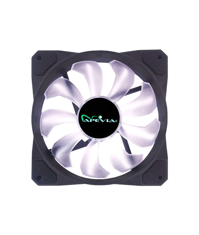 APEVIA مروحة صندوق APEVIA CO1012L-WH كوزموس 120 مم LED بيضاء فائقة الصمت مع 16 LED ووسادات مطاطية مضادة للاهتزاز (10 عبوات) - Image 3